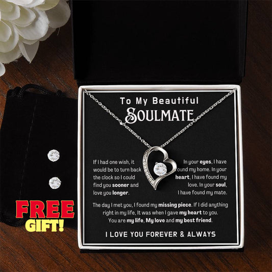 To My Soulmate Forever Love Necklace Gift for Anniversary Birthday Valentine with Message Card necklace message card soulmate gift necklace