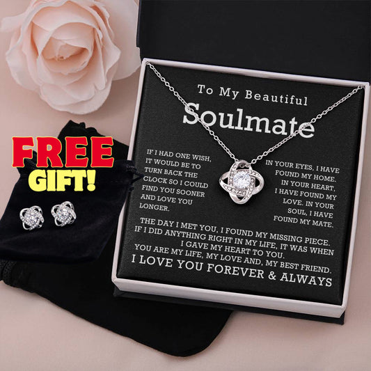 Love Knot Necklace to To My Beautiful Soulmate You Are My Life My Love My Best Friend with Message Card