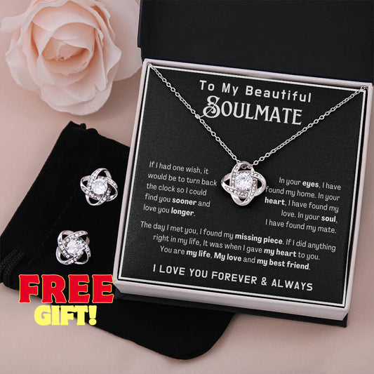To My Soulmate Love Knot Necklace Gift for Anniversary Birthday Valentine with Message Card necklace message card soulmate gift necklace