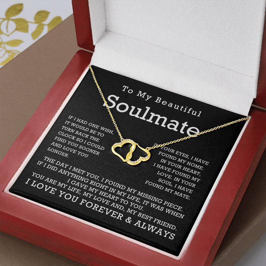 To My Soulmate 10K solid yellow gold Everlasting Love Necklace Gift for Anniversary Birthday Valentine with Message Card