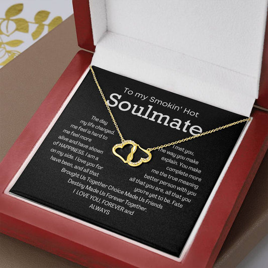 To My Smokin' Hot Soulmate 10K solid yellow gold Everlasting Love Necklace Gift for Anniversary Birthday Valentine with Message Card