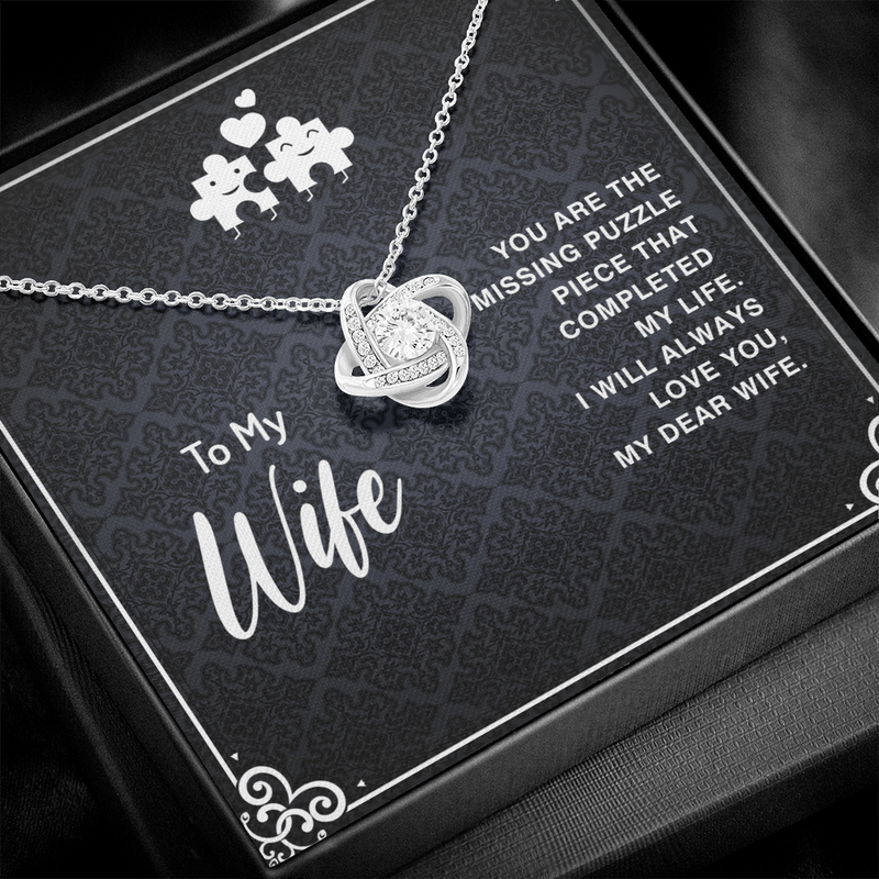 To my wife you are the missing puzzle piece Love Knot Necklace