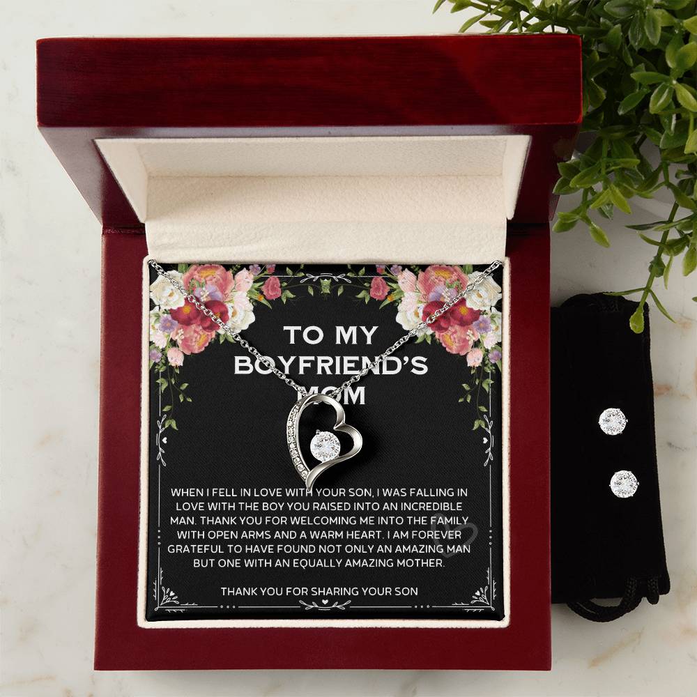 To My Boyfriend Mom Forever Love Necklace, Custom Birthday Mother's Day Gifts For Mother In Law Mother's Day Gifts For Boyfriend Mom From Girlfriend