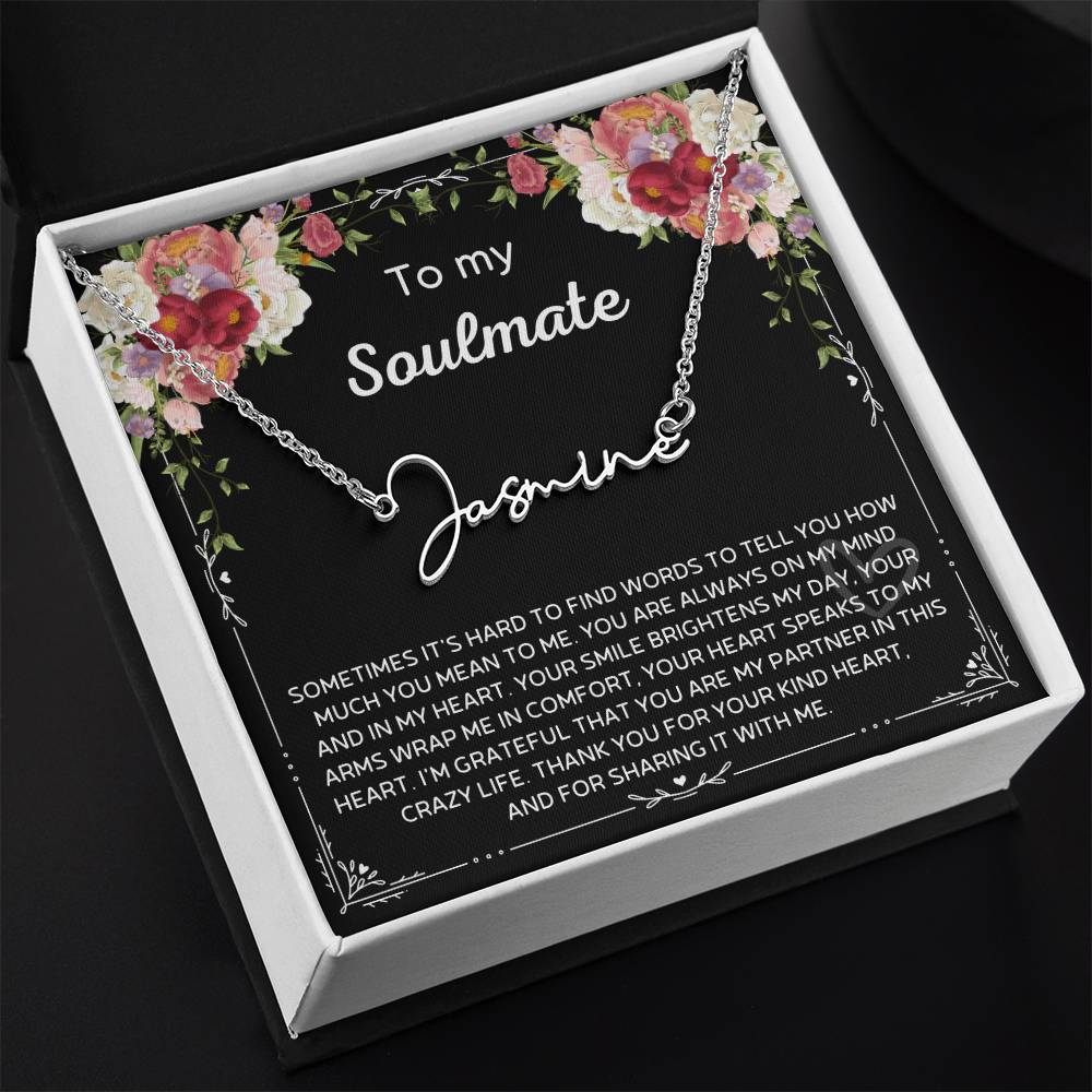 Personalized Soulmate Necklace, Signature Name Necklace Gold Name Necklace with Box Chain Perfect Gift for Her Personalized Gifts, Gifts for Girlfriend, Gifts for Wife