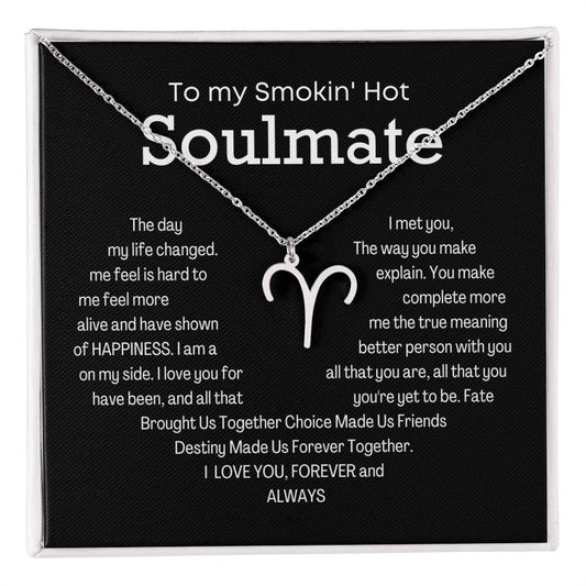 Zodiac Symbol Necklace To My Smokin' Hot Soulmate Gift for Anniversary Birthday Valentine with Message Card