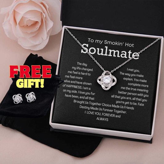 Love Knot Necklace to To My Smokin' Hot Soulmate Gift for Anniversary Birthday Valentine with Message Card