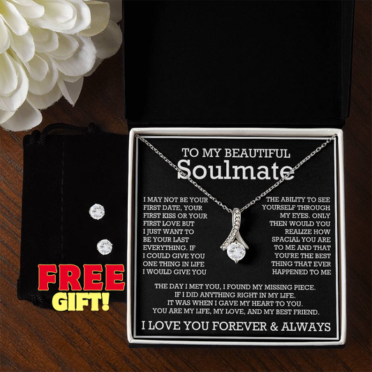 To My Beautiful Soulmate Alluring Beauty Necklace Gift for Anniversary Birthday Valentine with Message Card