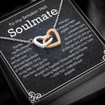 To my Soulmate Interlocking Hearts Necklace message card