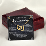 To my Soulmate Interlocking Hearts Necklace message card