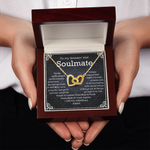To my Soulmate Interlocking Hearts Necklace message card