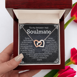 To my Soulmate Interlocking Hearts Necklace message card