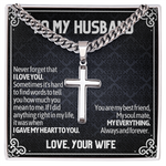 Artisan Cross Cuban Link Chain To My Husband message card