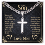 To my Son Artisan Cross Cuban Link Chain message card