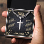 To my Son Artisan Cross Cuban Link Chain message card