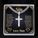 To my Son Artisan Cross Cuban Link Chain message card