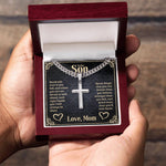 To my Son Artisan Cross Cuban Link Chain message card
