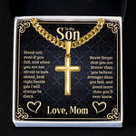 To my Son Artisan Cross Cuban Link Chain message card
