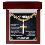 Artisan Cross Cuban Link Chain To My Husband message card