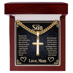 To my Son Artisan Cross Cuban Link Chain message card