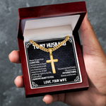Artisan Cross Cuban Link Chain To My Husband message card